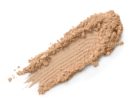 Makeup compact powder swatch texture isolated on white