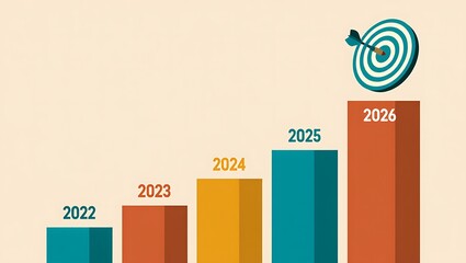 Business success chart from 2022 to target goal 2026