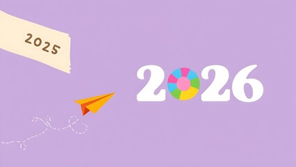 Creative illustration of change from 2025 to 2026 future