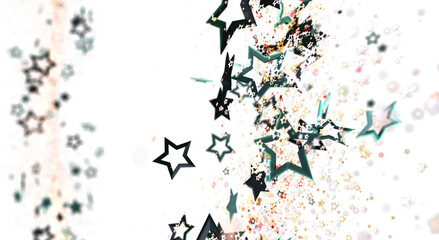 Abstract star background with a white backdrop. Celebratory and festive, this digital art piece uses stars for a sense of joy and celebration.