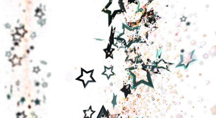 Abstract star background with a white backdrop. Celebratory and festive, this digital art piece uses stars for a sense of joy and celebration.