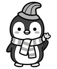 Cute Winter Penguin Cartoon Vector Character.