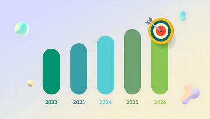 Growth graph from 2022 to 2026 with target achievement