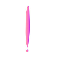 Glossy gradient exclamation mark symbol in bright pink and purple colors with smooth curves in 3D style. Punctuation mark isolated on transparent background.