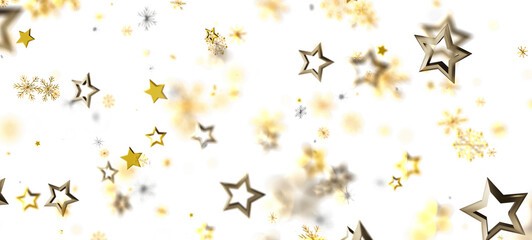 Festive background with sparkling gold stars and snowflakes. Perfect for Christmas, New Year, celebrations, and holiday designs. Ideal for addin