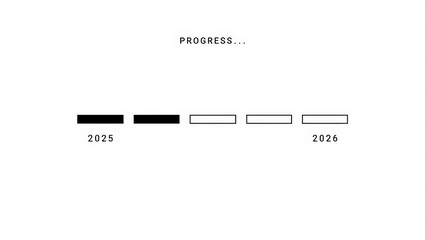 Progress bar illustration with dates 2025 and 2026 concept