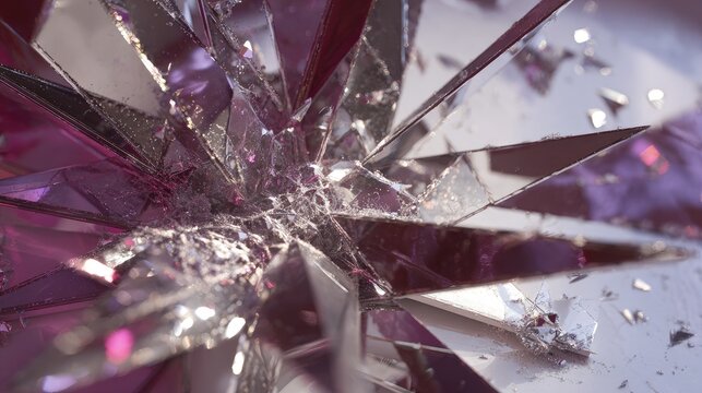 Abstract Geometric Crystal Burst In Pink And Silver