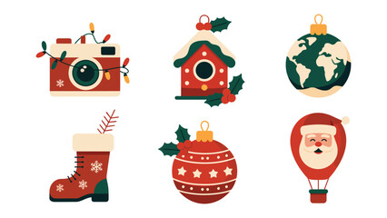 Christmas Ornaments Collection: A collection of festive Christmas ornaments in a whimsical and cheerful design, perfect for holiday-themed decorations.