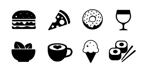 Fast food icon set. Food vector icon