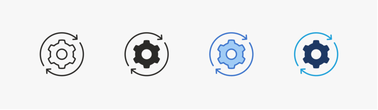 Process icon multiple style collection