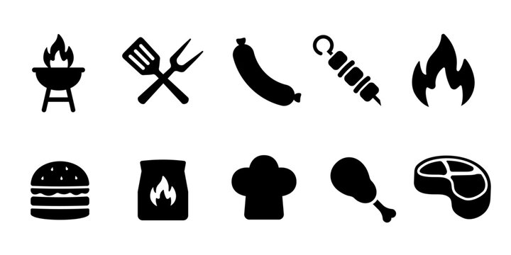 BBQ icon set. Barbeque icon vector