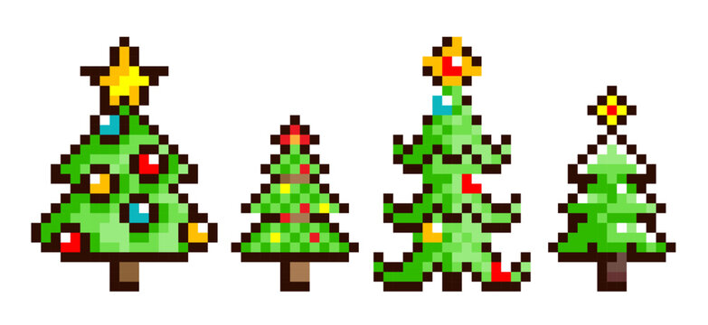 The set of pixel Christmas trees.
