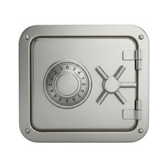 Silver Metal Safe with Combination Lock and Rotating Handle on a Background vault security isolated on a transparent background