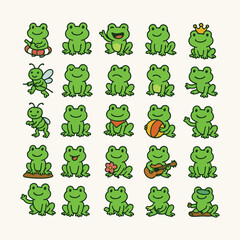 Playful frogs style in vector illustration