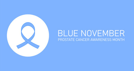 Blue ribbon Icon for Blue November Prostate cancer awareness Month on blue background