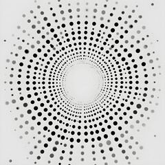 Monochrome abstract pattern of circular black dots forming concentric rings on a light background, creating a modern optical illusion and minimalist geometric design.