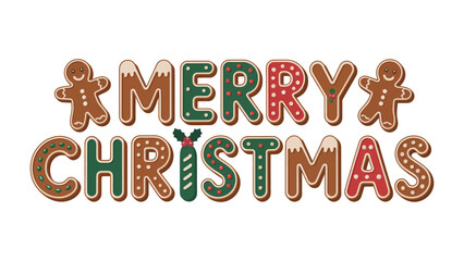 Gingerbread Christmas: A festive gingerbread greeting, spells out Merry Christmas in delicious, edible letters, capturing the holiday spirit with sweetness.