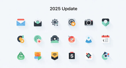Colorful 2025 update icons for app design