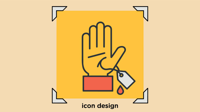 vector Stop violence icon flat vector illustration of a hand with a tag and blood drop isolated on a light background - Powered by Adobe