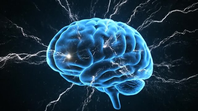 A 3D animation visualizing an epileptic seizure as an electrical storm in the brain