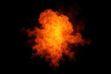 Fototapeta premium Volumetric orange fire explosion with embers and smoke, hot blaze energy blast for action scenes