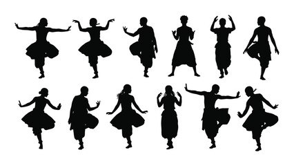 Obraz premium Traditional dance silhouettes collection isolated on transparent background, Vector