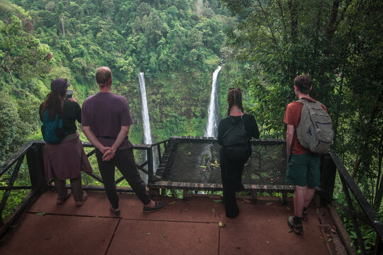 Tad Fane waterfall, one of the most famous and beautiful waterfall in Southern Laos. It's high more than 220 meters. This twin waterfall flow in Bolaven Plateau, Paksong District, Laos. have Zipline