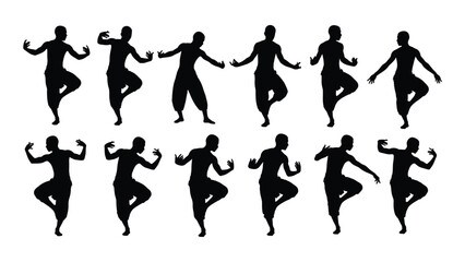 Traditional male dancer silhouettes isolated on transparent background, Vector