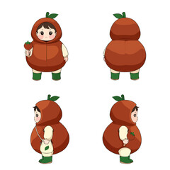 Fototapeta premium set of cartoon vegetables