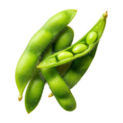 Fresh Edamame Pods Isolated on White Background Green Soybeans Healthy Food PNG
