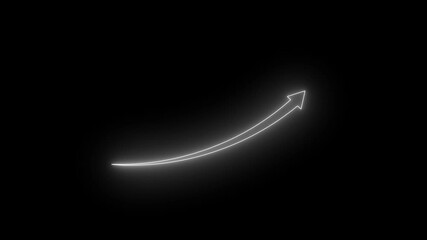 Financial Technology Business Graph Bar Animation in Glowing Neon. A glowing arrow with sign, symbolizing financial growth, on a black background. 4k VIDEO - Powered by Adobe