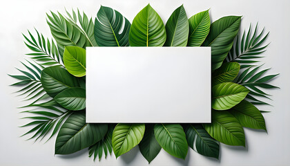 green leaf frame with natural foliage border