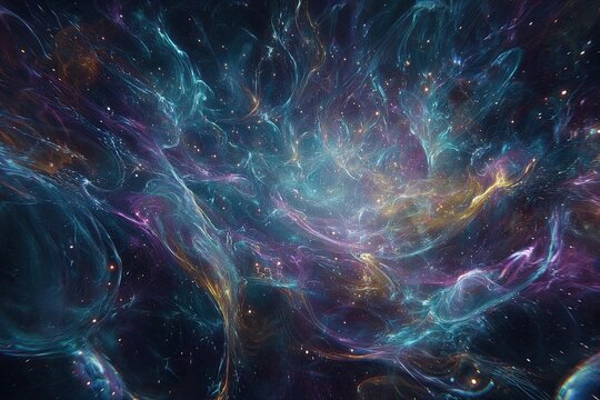 Abstract Colorful Digital Space Nebula