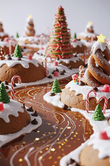 Christmas Dessert Village with Candy Decorations