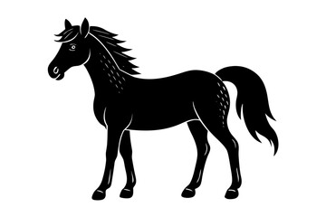 A black silhouette of a human figure standing against a plain white background silhouette isolated on white background