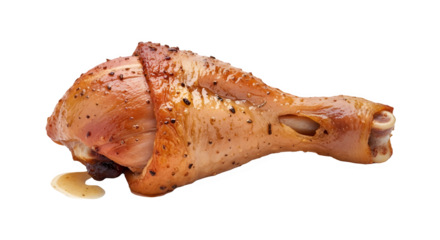 Cooked chicken leg quarter isolated on transparent background