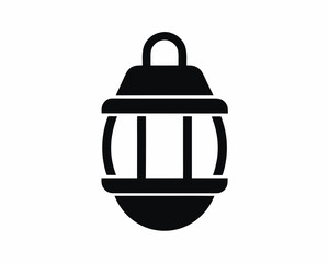 Traditional lantern hanging icon  silhouette vector isolated on white background