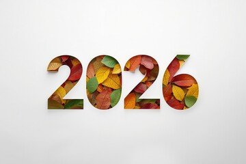 2026 new year text banner poster background with leaf texture pattern for graphic design resource