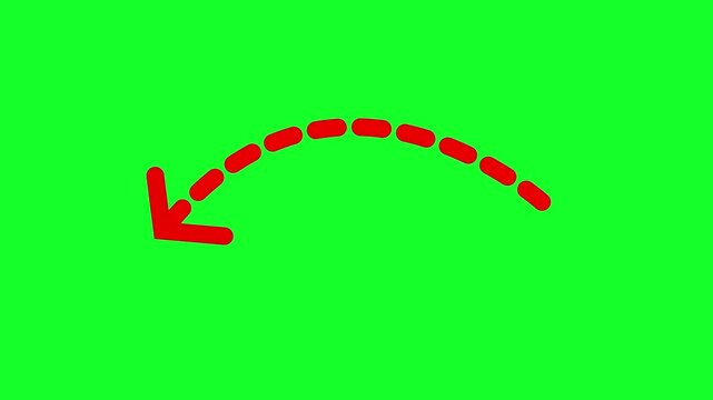 Downward arrow falling transparent motion. Abstract stock market decline chart red color animated arrow symbolizing decrease and loss direction. on green background