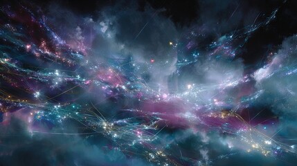 Abstract Colorful Cosmic Nebula