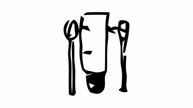 Hand-drawn doodle animation of a futuristic AI camera bot, black line sketch with alpha channel on transparent background.