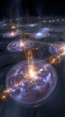 Abstract Futuristic Glowing Circles Design