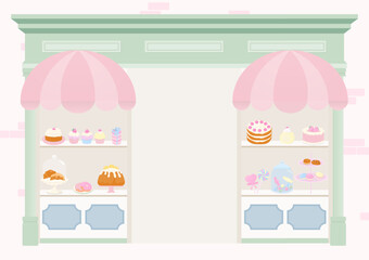 Bakery shop with baked goods background