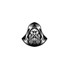 angry wizard illustration logo