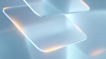 Serene abstract blue background with futuristic glass shapes floating. modern technology concept with clean, calm light effect. Digital design for wallpaper or presentation