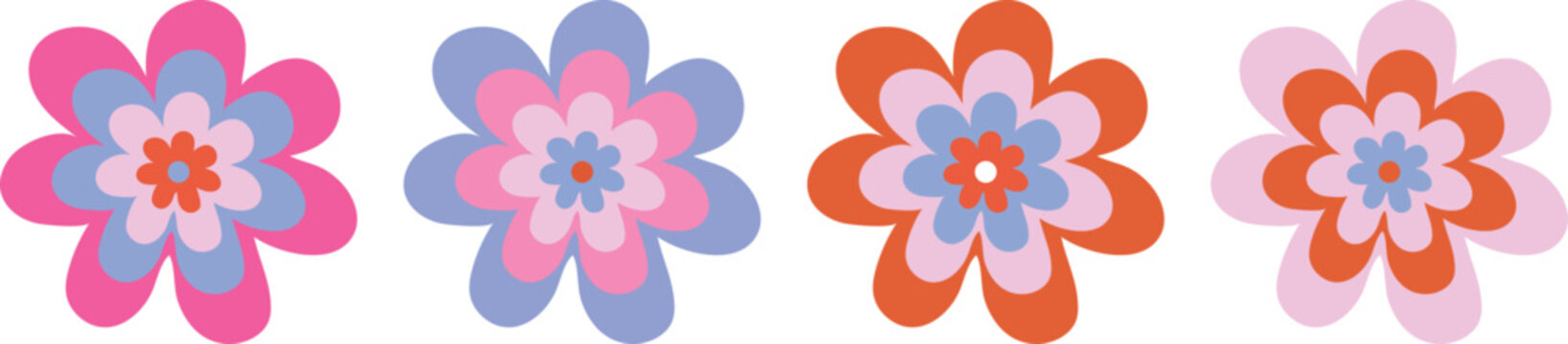 Vector Retro Groovy Daisy Psychedelic Seamless Pattern with Cute Flower Power Typography and Funky Bold Retro Floral Repeat Background for Positive Vibes and Vintage Hippie Designs