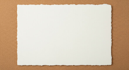 Blank Rough Edge Handmade Paper Card on Brown Texture

An elegant, minimalist overhead shot of a single blank piece of handmade paper with distinctive, deckled edges