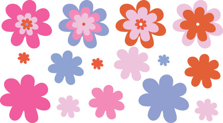 Fototapeta premium Seamless Psychedelic Daisy Vector Pattern Featuring Groovy Retro Flowers, Bold Flower Power Typography, and Funky Hippie-Inspired Vintage Floral Repeat for Positive Mood Artwork