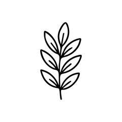 Simple drawing leafy stem with six symmetrical leaves