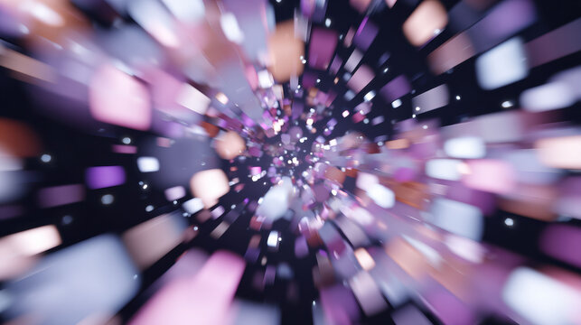 Exciting abstract background with purple light explosion. Digital particles in motion create feeling of speed and energy, vibrant burst of color and form